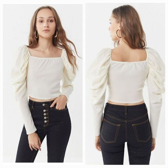 C/meo Collective Back To Back Puff Sleeve Top in Ivory Size Large - Picture 1 of 10